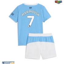 Otroški Nogometni dresi Manchester City Omar Marmoush #7 Domači 2025-26 Kratek Rokav (+ Kratke hlače)